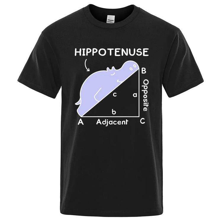 Hippo Sleeping On Math Problem Print Unisex Tshirts Summer Breathable ONeck Short Sleeve Haruku Loose Tshirt Cotton Tops