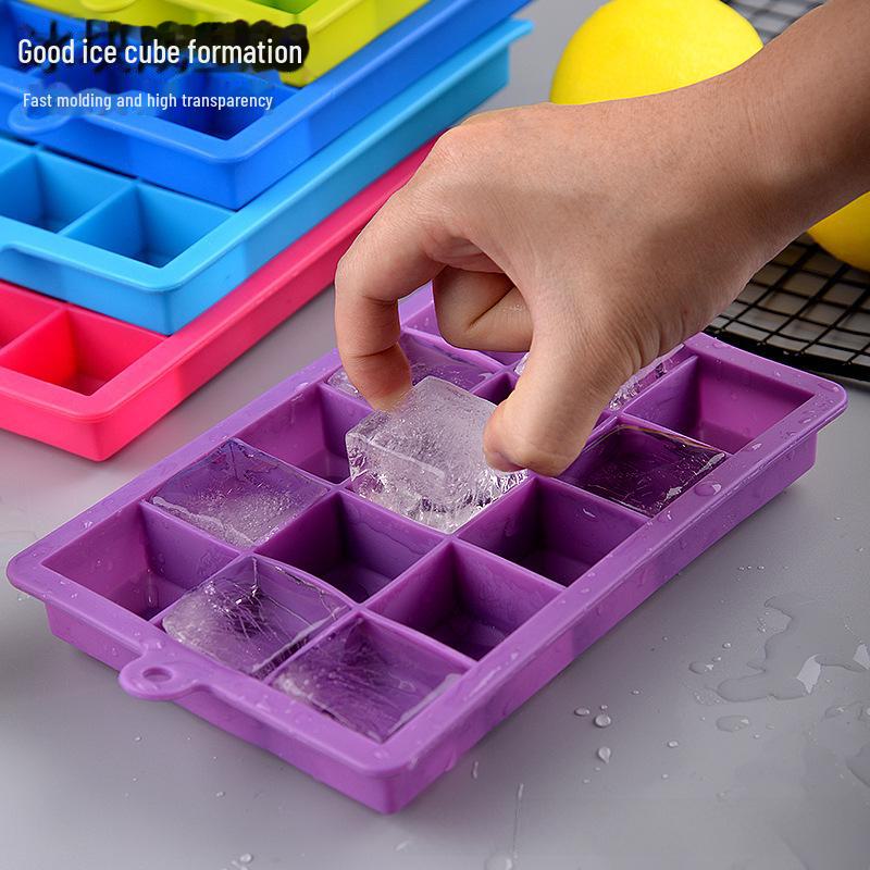 Silicone Ice Cube Tray with Lid - 15 & 24 Grid, Easy-Release Square Mold