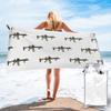 AR-15 Tan Camo Gun - White Beach Towel Soft Microfiber Quick Dry Absorbent Quick Towels For Bath