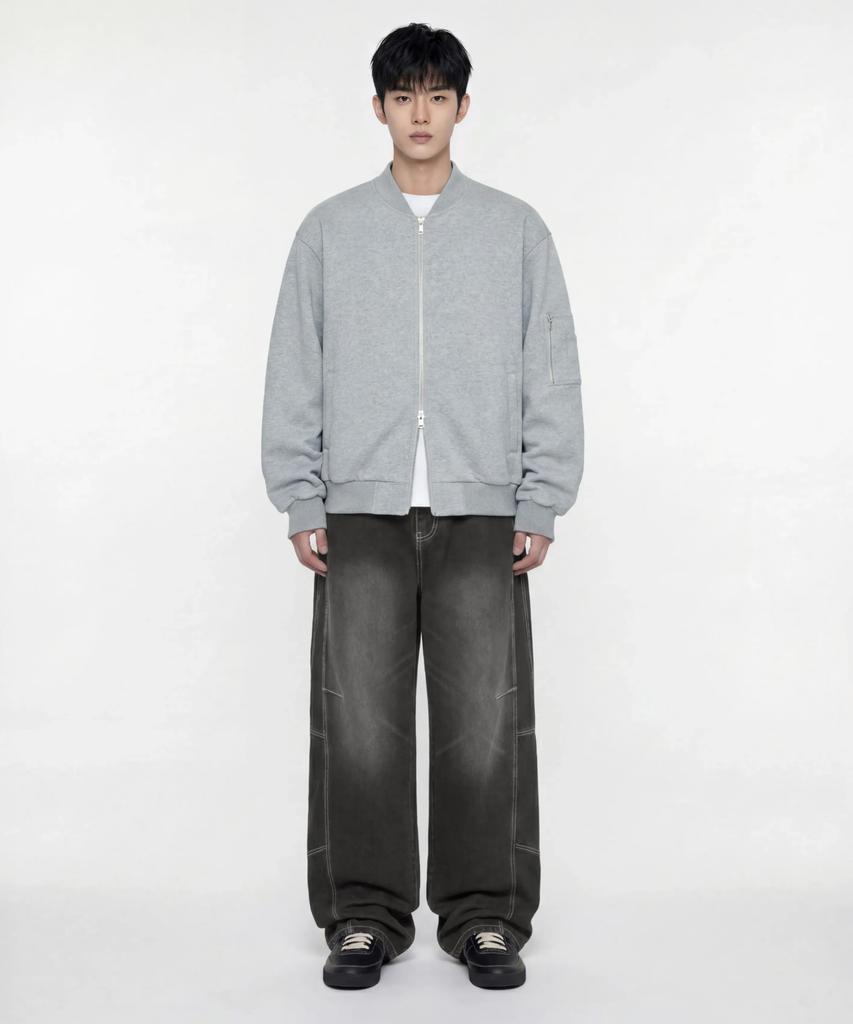 AGOD Curved Wash Cut-Out Wide Denim Pants [Dust Black]
