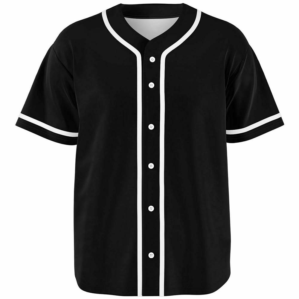 Camiseta de Béisbol Blanca y Negra Clásica de Manga Corta para Hombre Moda Ropa Streetwear Unisex Verano Botones Arriba Holgada Camisa Casual
