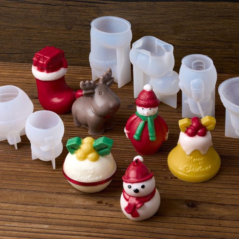Moule de Noël en Silicone Alimentaire pour Projets d'Artisanat de Bougies Faites Main Démoulage Facile
