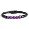 New Men 'S Beads Leather Bracelets Braided Leather Cuff Wristband Bead Rope Bracelet For Boys Anxiety For Stress Relief Gift