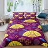 Japanese Style King Queen Duvet Cover Koi Fish Cherry Bedding Set Ukiyo-E Geisha Quilt Cover Sun Crane Polyester Comforter Cover