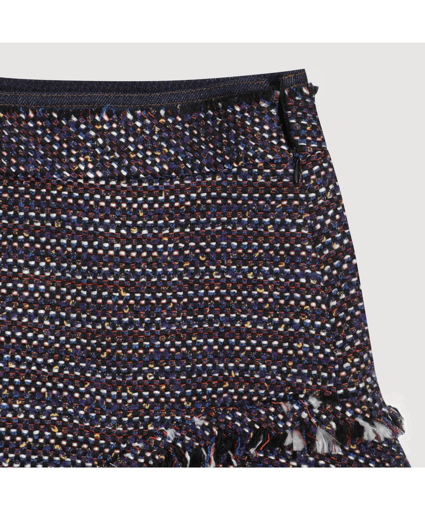 LUCKY CHOUETTE Denim Patch Tweed Midi Skirt (Dark Navy) Lfkas25140Nyd