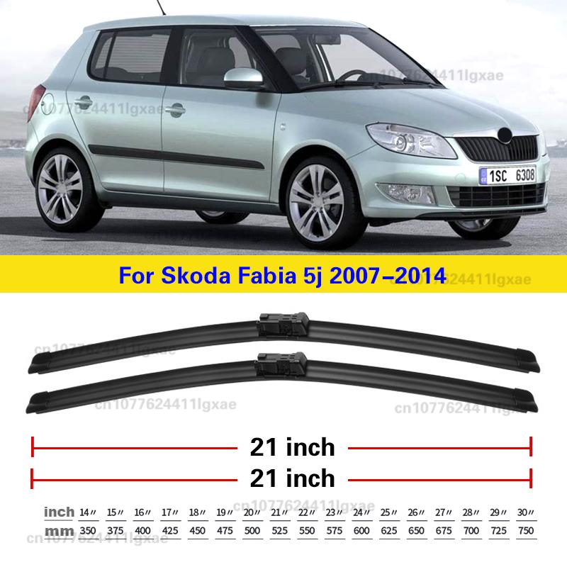 Palhetas Limpador de Para-brisa para Skoda Fabia 2 5j 2007~2014 Limpadores de Para-brisa Dianteiros Acessórios para Carro Adesivos 2008 2009 2010 2011 2012 2013