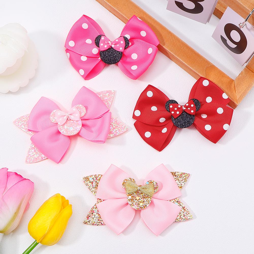 2Pcs/lot Baby Girl Lovely Polka Dot Bow Hair Clips for Hair Kids Cartoon Hairpins Boutique Dress Hair Accessories Gift Set