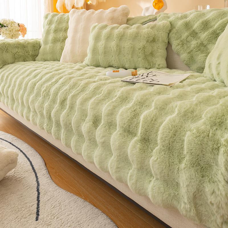Cat-like Rabbit Plush Sofa Cushion Winter Thickened Sofa Cover Plush Cushion Sofa Cover All Seasons