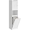 Tall Bathroom Cabinet with Laundry Basket, Storage Unit, Removable Laundry Basket with Handles, Compartment with Door, Bathroom Tower