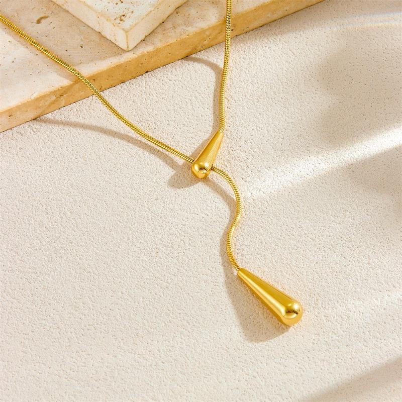 Goldene Tränen-Lariat-Halskette Verstellbare Schlangenknochen-Kettenhalskette für Damen Minimalistischer Schmuck
