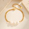 New Imitation Pearl Gold Plated Bracelet Elegant Minimalist Pearl Bracelet Adjustable Clasp Chain Bracelet Women Jewelry