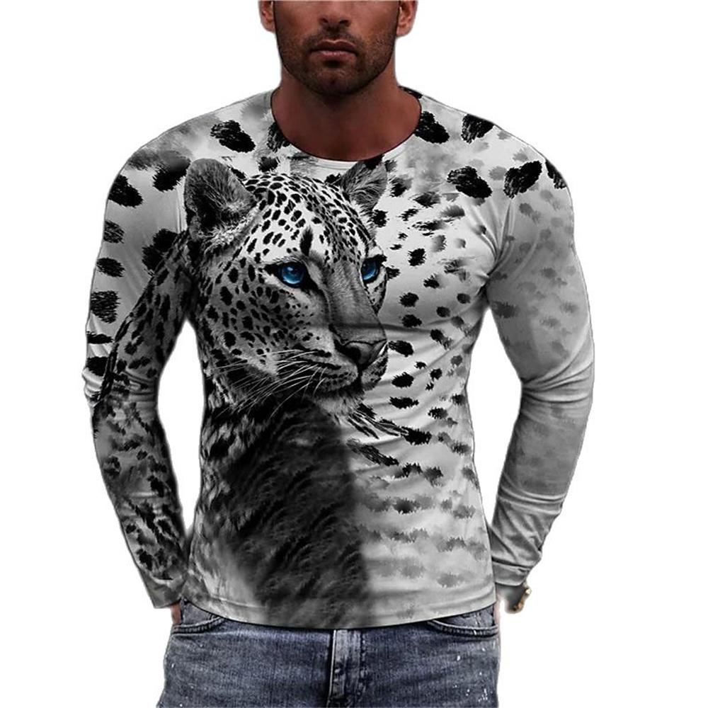 3D Tiger Tops Loose Crew Neck T Shirt Animal Mens Clothes Oversized Breathable Clothing