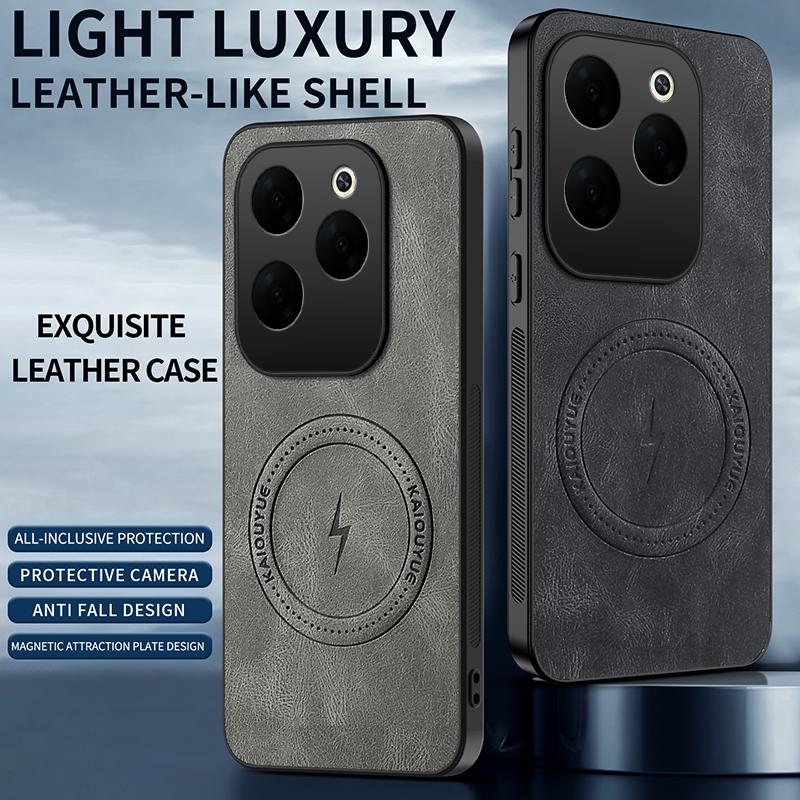For Infinix Hot 40 Pro/Infinix Hot 40i Case Simple Stylish Magnetic Suction Luxury PU Leather Skin-friendly Anti-drop Cover