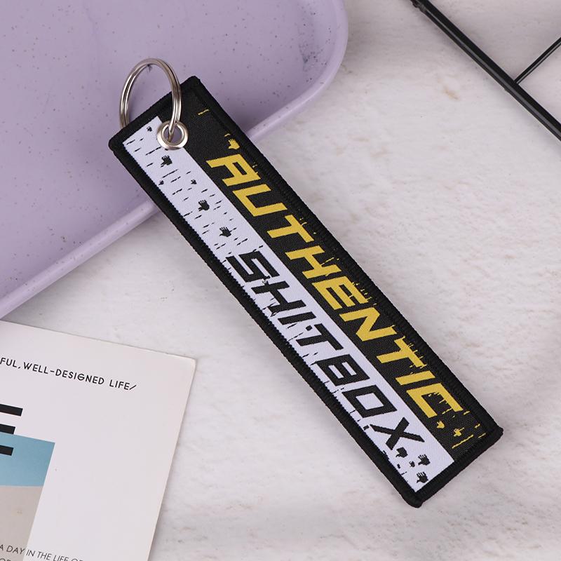 1Pc Fashion Trinket Double Sides Embroidery Tag Keychain Motorcycle Cars Key Accessories