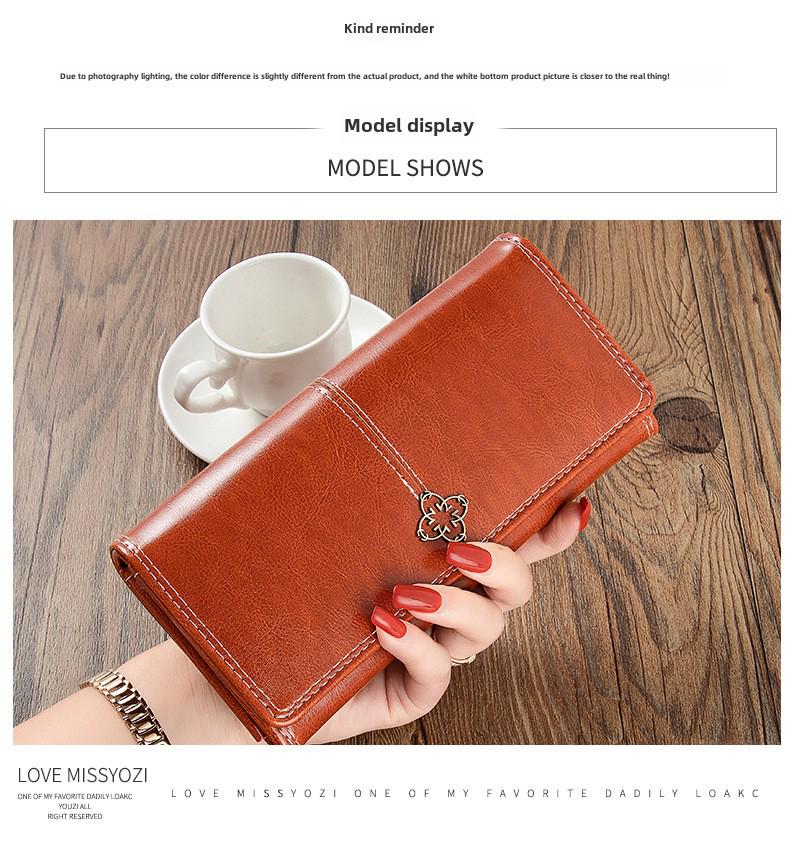 Women's Long Retro Zipper Wallet with Large Capacity and Multi-Card Slots - Two-Fold Student Handbag