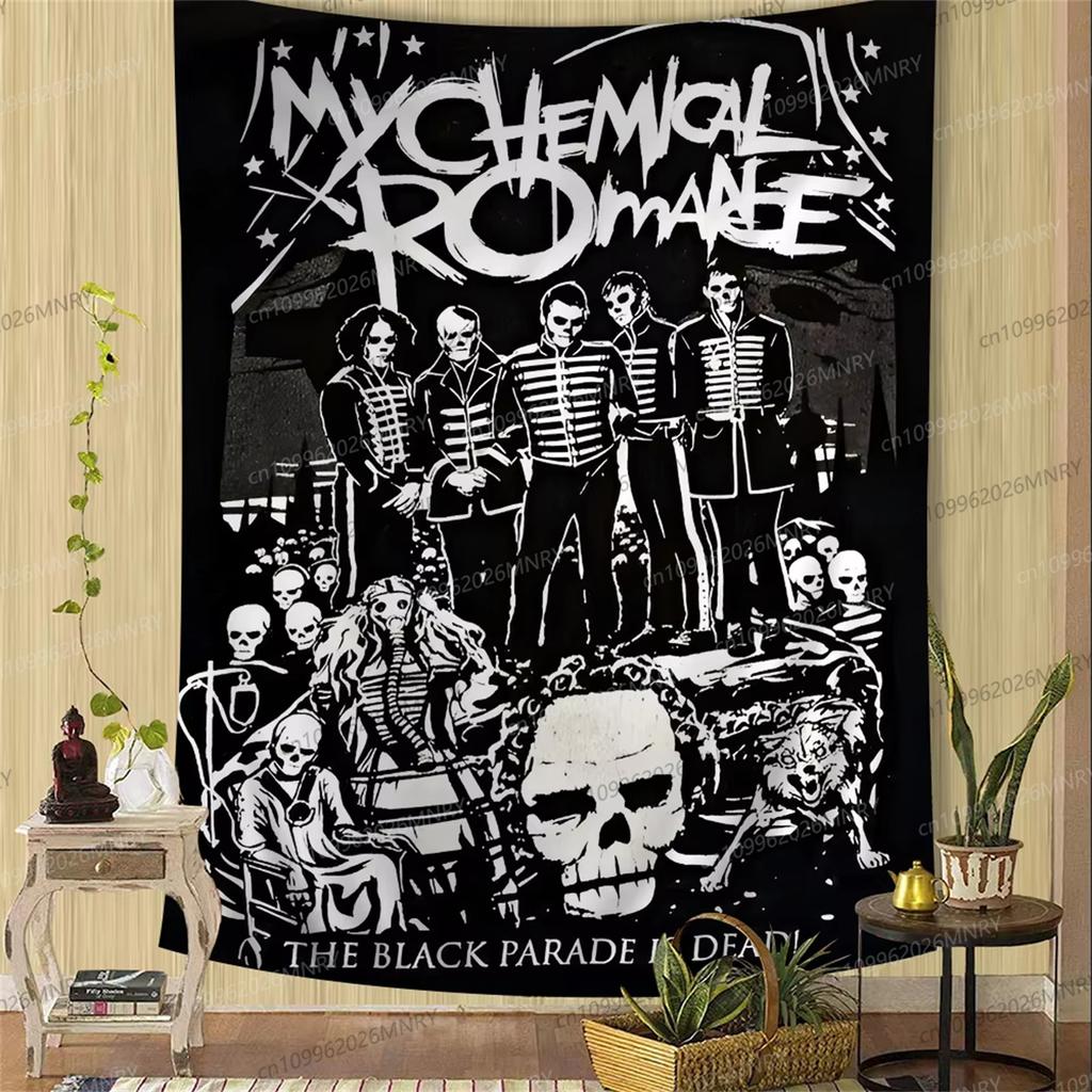Min CChemical RRomance Band Tryckt Stor Väggbonad Hängande Tarot Hippie Väggmattor Sovsal Hängande Bonad Billig Hippie Vägg