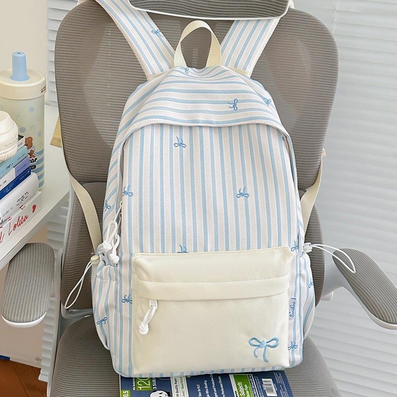 Schoolbag New Korean Version Cute High School Student Striped Ins Schoolbag High Value Backpack Simple Student Large Capacity Backpack