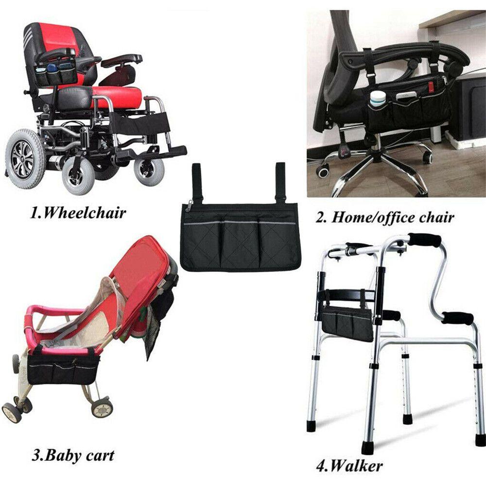Universal Reflective Strip Durable Storage Bag Wheelchair Side Bag Pocket Organizer Armrest Pouch