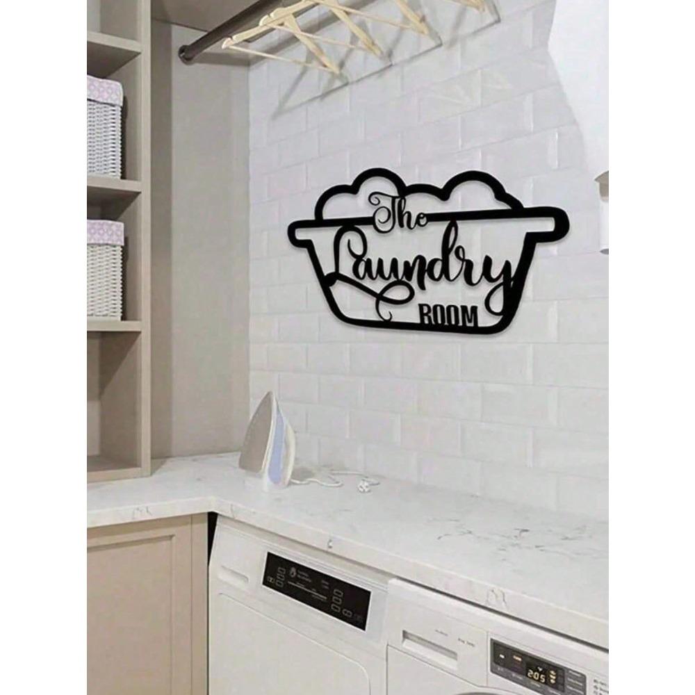 Vintage Metal Laundry Room Wall Decor, Cute Housewarming Gift Idea for Farmhouse Modern Home Aesthetic Art for Women