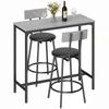 Bar Table with Bar Stool Set Counter Table with 2 Padded Stools with Footrest for Dining Room, Small Space, Grey