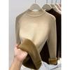 Pull tricoté à col roulé en polaire une pièce pour femme, hiver, couleur unie, polaire épaissie, pull de base doux et cireux, haut intérieur basique