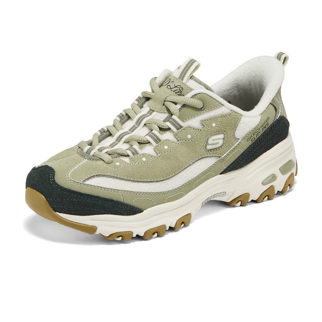 Skechers DLites Kožené farebné bloky Pohodlné všestranné Otcovské topánky Dámske tenisky 150558-SAGE