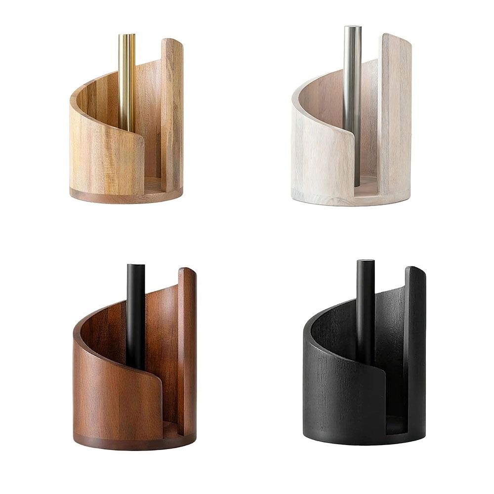 Large Capacity Wooden Paper Towel Holder Freestanding Base Freestanding Paper Roll Holder Kitchen