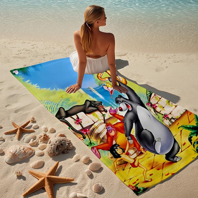 Proof strandlaken met een The Jungle Book patroon - zacht, absorberend, sneldrogend, machinewasbaar - perfect voor zwemmen, kamperen, baden
