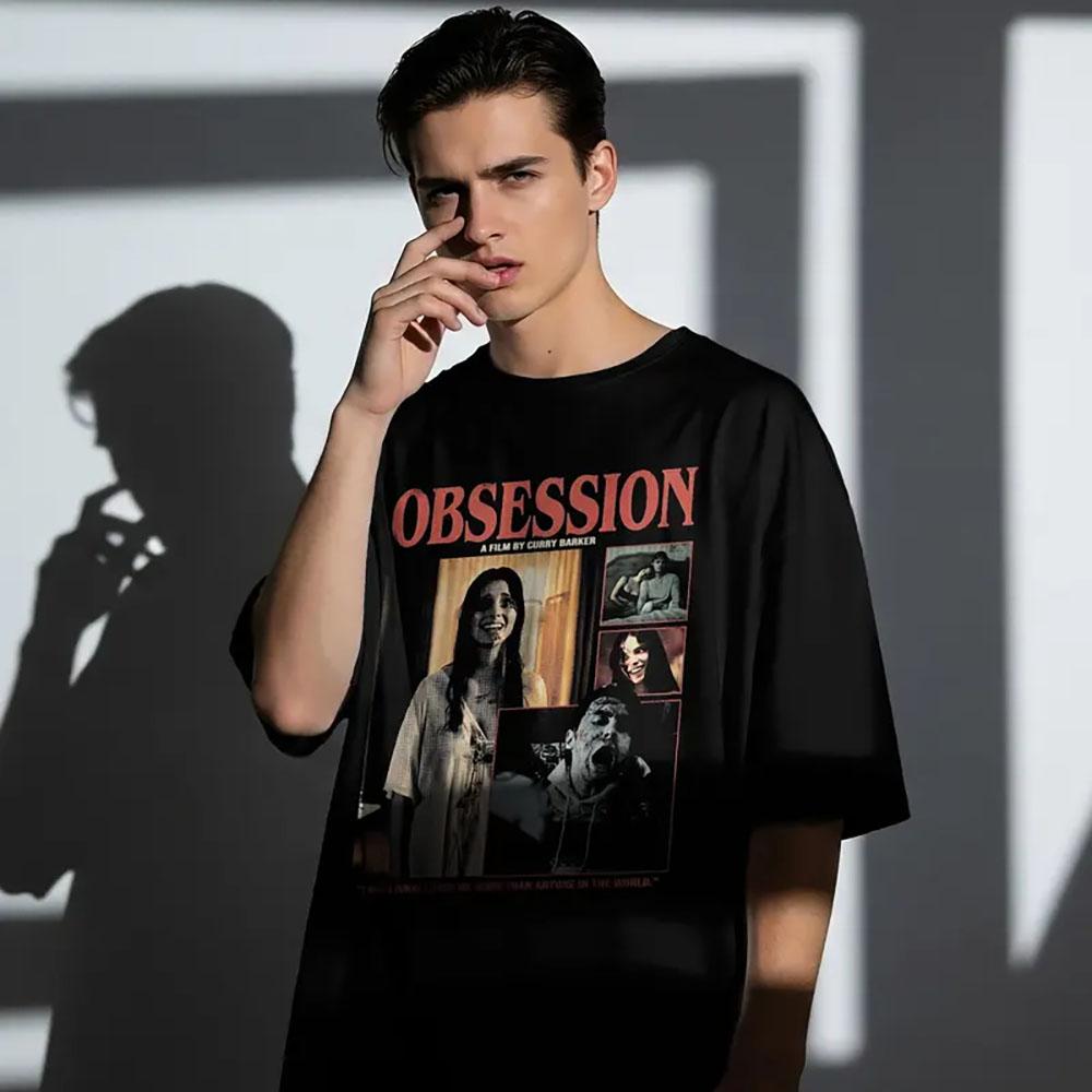 Vintage Obsession 2026 Horror Movie Oversized T-Shirt Unisex Oversized Gift for Horror Fans Cotton Tees Thriller Film Streetwear