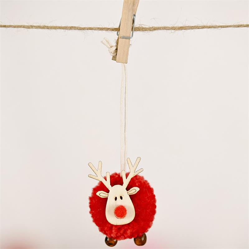 Christmas Felt Deer Pendant Xmas Tree Decorative Hanging Wooden Elk Party Decor Xmas Gift Cute Deer Crafts Ornaments Navidad