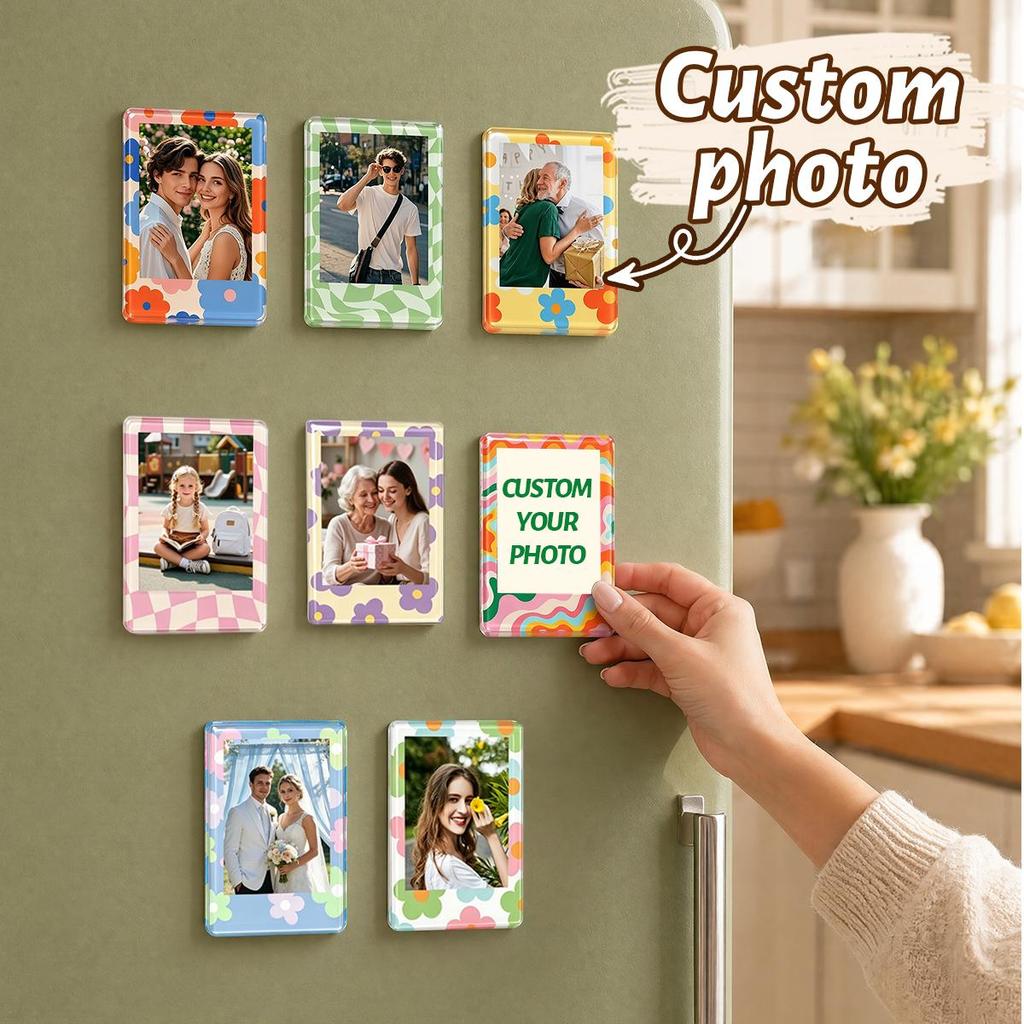 Aimant Frigo Photo Personnalisé, Aimant Photo Personnalisé, Décoration Mignonne pour Maison Cuisine, Aimant Réfrigérateur Personnalisé,