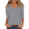Women’s Fashion Everyday Casual V-neck 3/4 Sleeve Solid Color T-shirt Top
