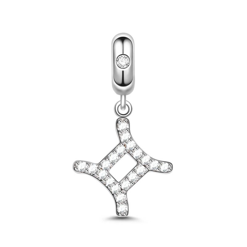 New Copper Twelve Zodiac Signs Birthday Sparkling Zircon Dangle Bead Diy Fit Original Pendant Charm Bracelet Jewelr