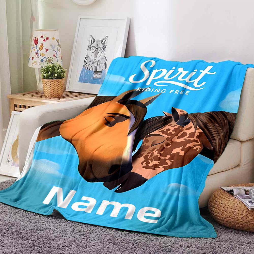 Customiz Name Personality Spirit Riding Free Blanket Soft &Warm Sofa Office Bed Travel Lunch Break Blanket, Gift Suitable All Seasons