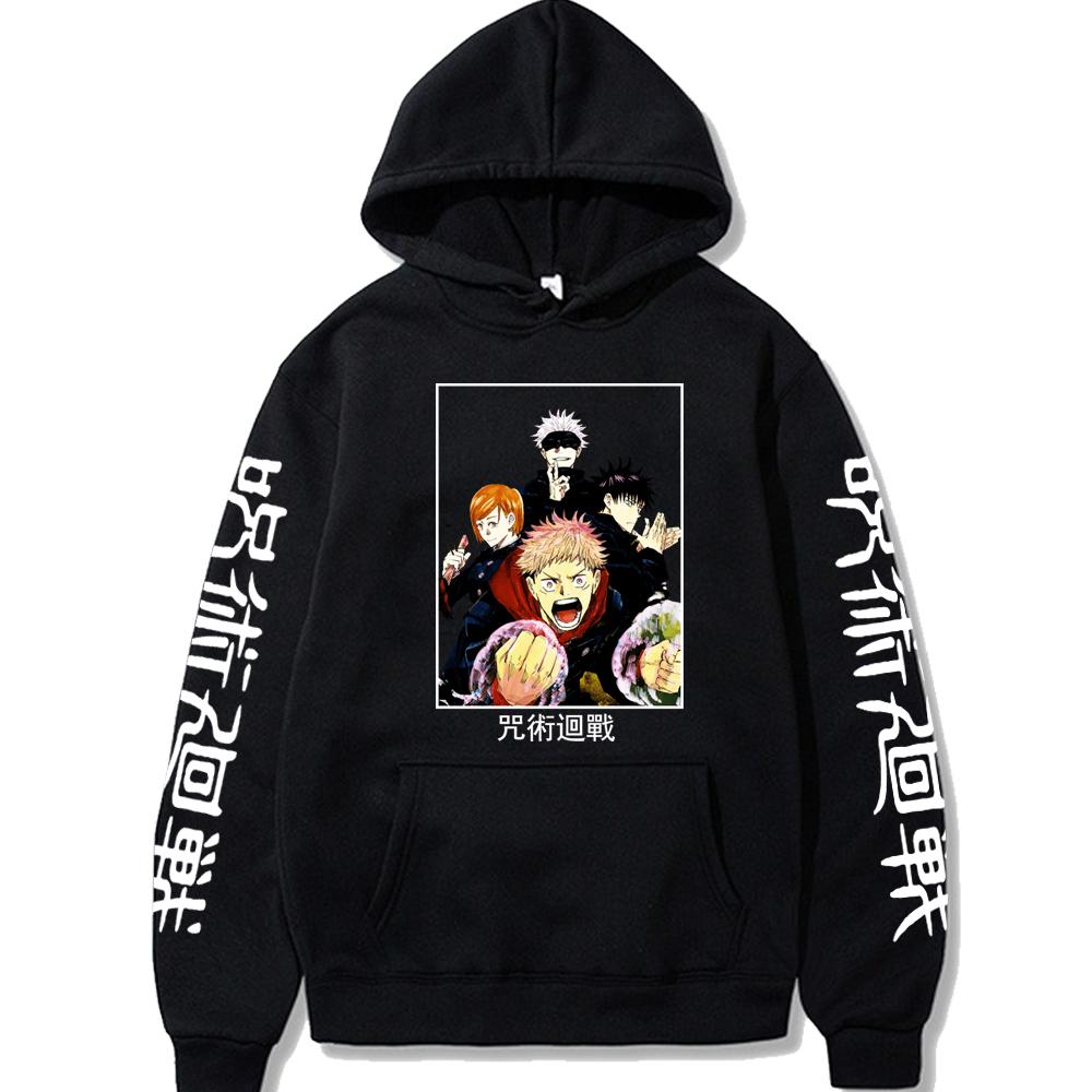 Jujutsu Kaisen Anime Japonais Gojou Satoru Sweat à Capuche Graphique Surdimensionné à Manches Longues Coton Homme Femme Vêtements