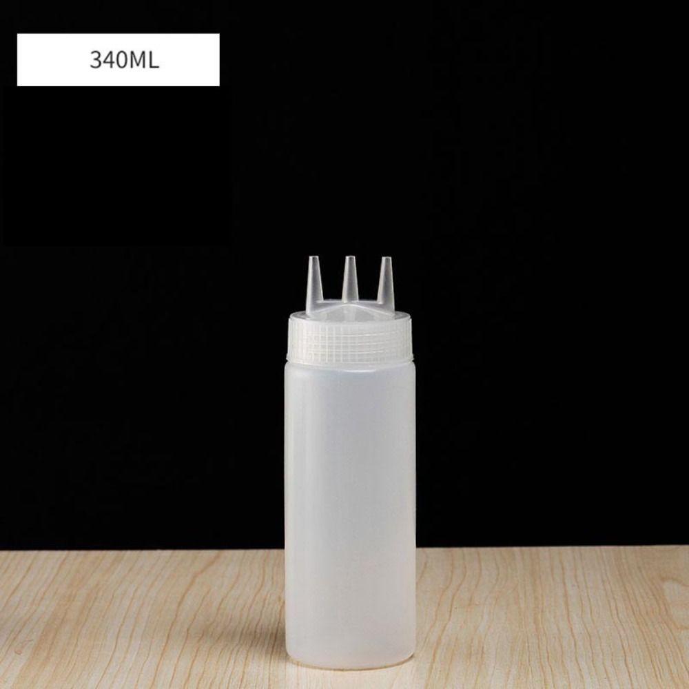 350/450/650ML Plastic Salad Dressing Seasoning Condiment Jars 3 Nozzles Squeeze Sauces Bottle Squeezable Graduated Bottle