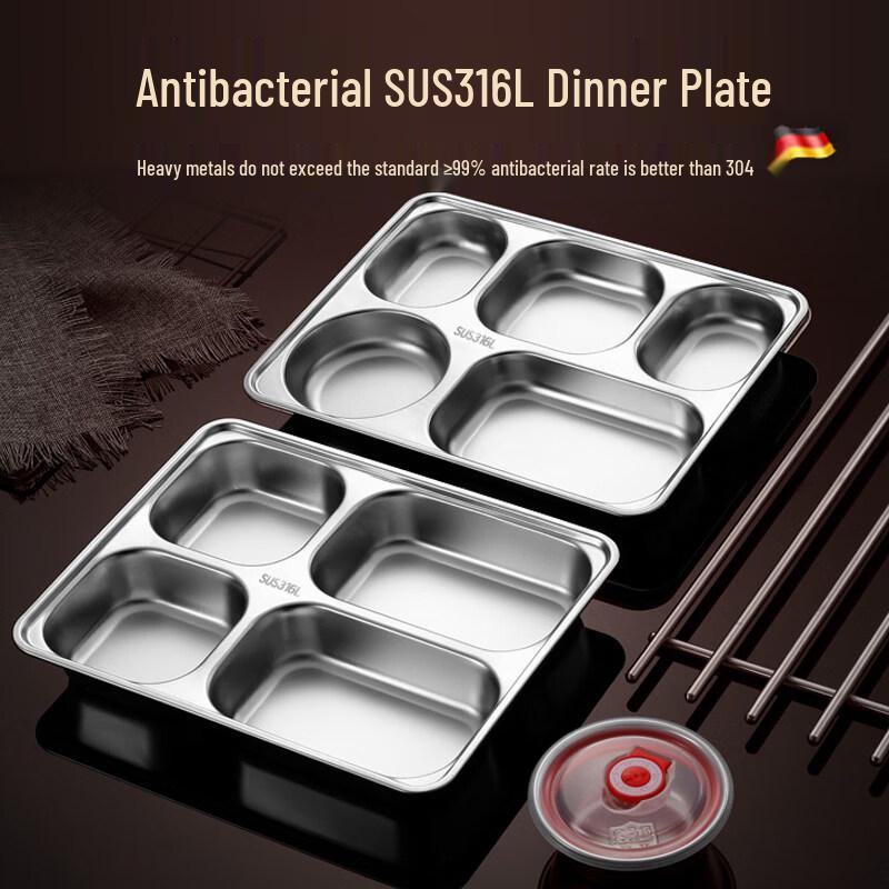 316L Stainless Steel Divided Lunch Tray