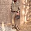 2025 Women's Casual Leopard Print Cotton Linen Two-Piece Set