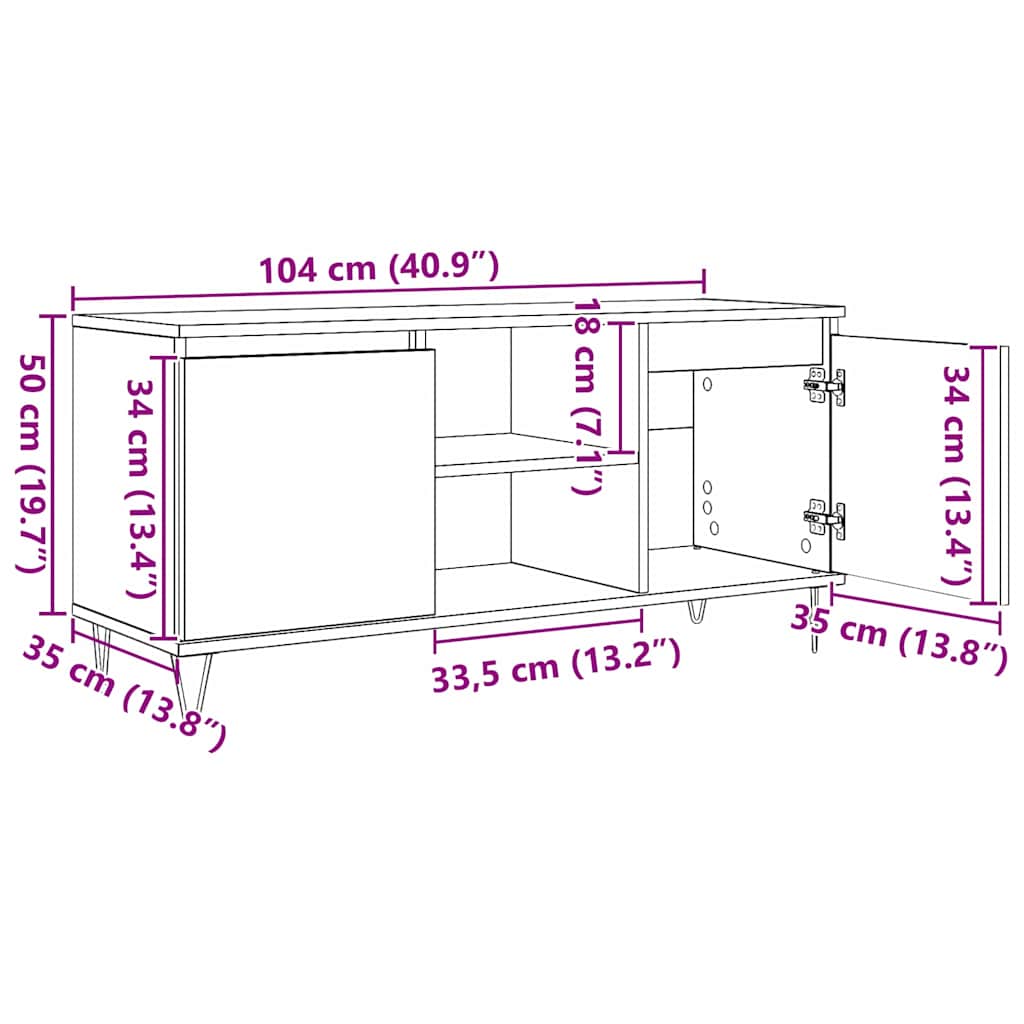 TV Stand Reclaimed Wood Look 104 x 35 x 50 cm Engineered Wood