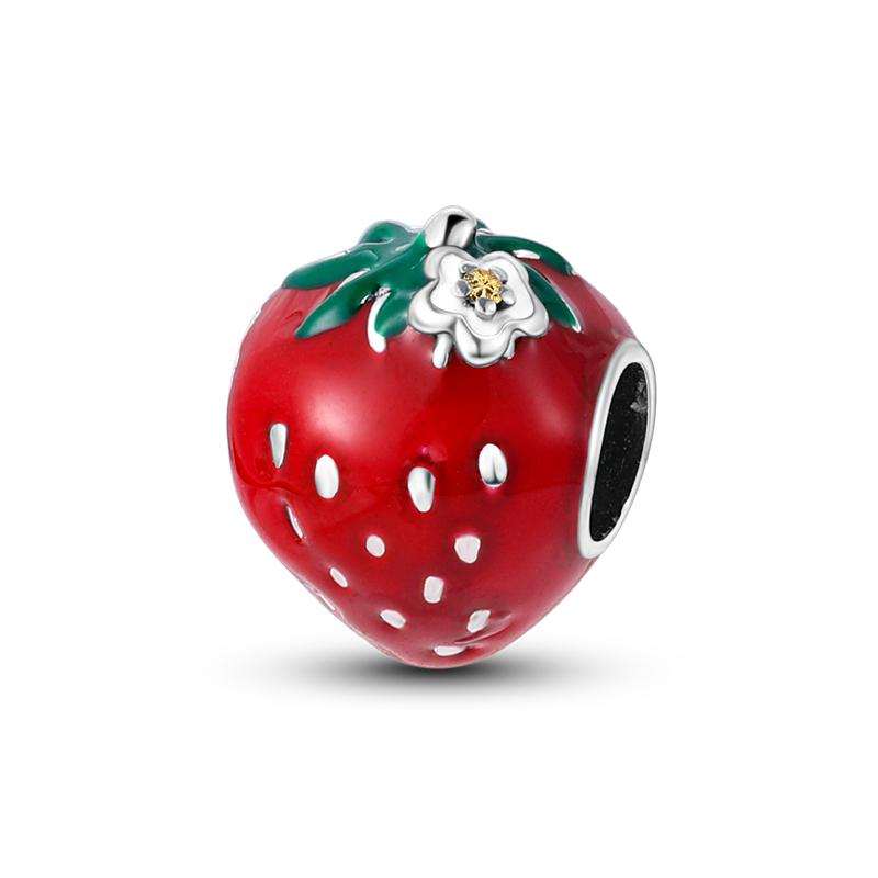 Copper Fashion Strawberry Crown Love Red Series Charms Beads Fit Original Fine Braceletsdiy Jewelry Gifts