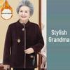 Grandma Style Mink Velvet Coat: Thickened Autumn-Winter Wear for Women Aged 60-70