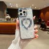 Luxury Glitter Rhinestone Transparent 3D Heart Phone Case For iPhone 16 15 14 13 11 12 16 Pro Max Shockproof Plating Back Cover