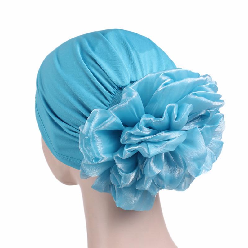 Modische Damen Große Blume Hijab Haube Muslimisches Dehnbares Kopftuch Islamisches Kopf Tuch Turban Mützen Damen Haarschmuck Chemo Hut