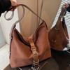 2025 Winter Vintage Women's Bag Suede Shoulder Bag Adjustable Strap Large Capacity Crossbody Bag Solid Color Simple Tote Handbag