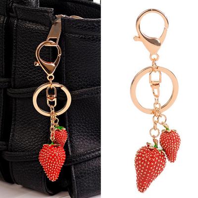 Vrouwen Mode Aardbei Fruit Sleutelhanger Sleutelhanger Tas Hangend Ornament Hanger