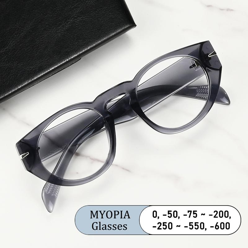 Klassische Retro Runde Myopiebrille mit Sehstärke Anti Blaulicht Optische Brille für Männer Frauen
