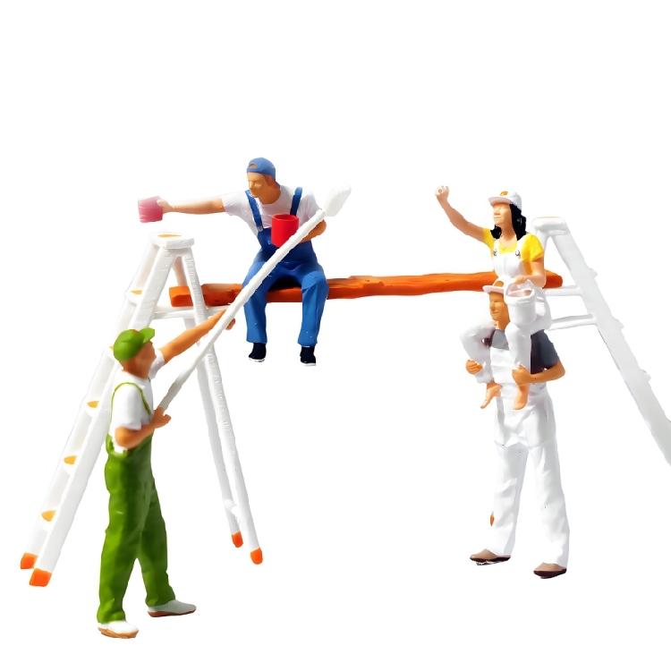 Construction Worker Set Adds Charm To Dioramas And Shelf Displays Resin Handmade Workmen Figurines For Craft Projects