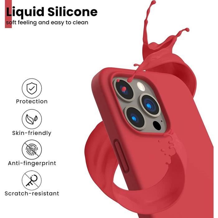 Protective Case - Silicone TPU - for iPhone 14 Pro - Matte Red - Shockproof - Anti-slip