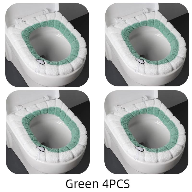 2856C Thickened Plush O-Type Warm Toilet Universal Reusable Winter Toilet Seat Cushion Toilet Seat Cover