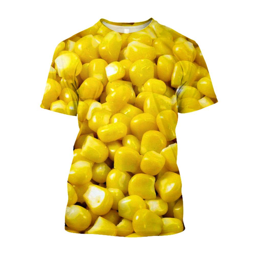 Corn Graphic T Shirt For Men Clothing Cool 3D Print Coarse Food Grain T-shirt Funny Kids Short Sleeved T-shirt Casual Women Tee